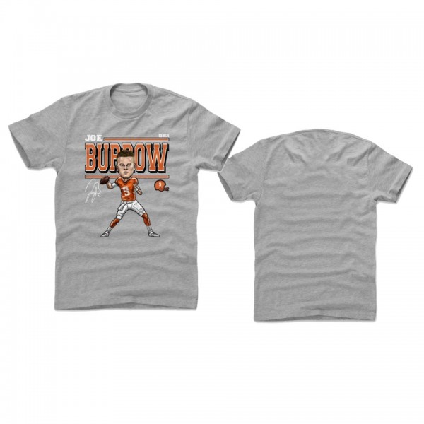 Cincinnati Bengals Joe Burrow Gray Cartoon T-Shirt