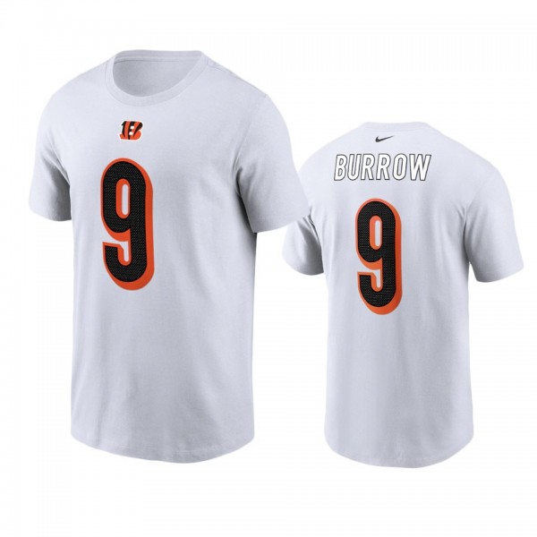 Men's Cincinnati Bengals Joe Burrow White Name & Number T-Shirt