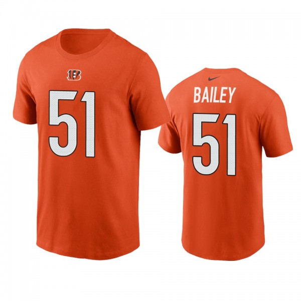 Men's Cincinnati Bengals Markus Bailey Orange 2021 Name & Number T-Shirt