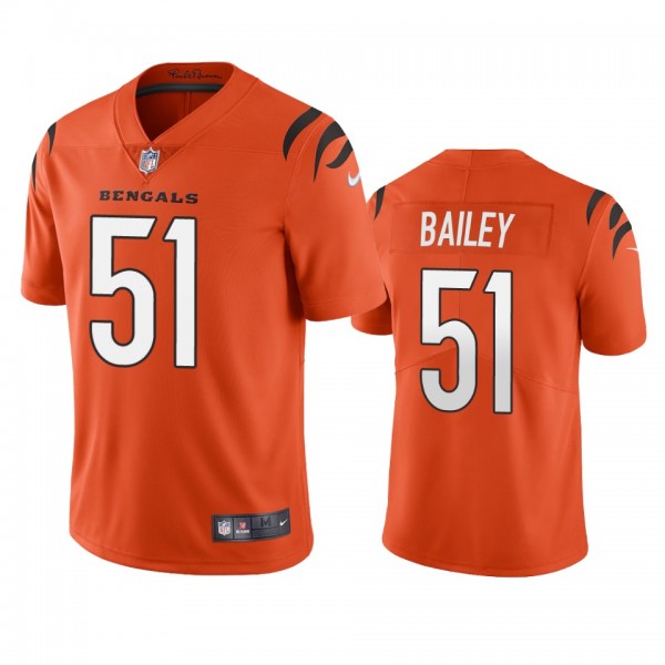 Cincinnati Bengals Markus Bailey Orange 2021 Vapor...