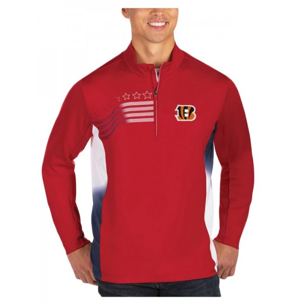 Cincinnati Bengals Red White Liberty Quarter-Zip Pullover Jacket