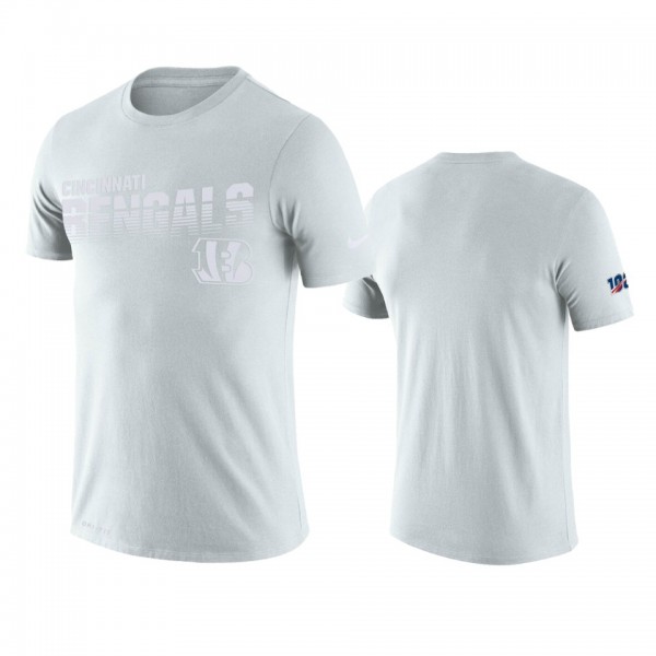 Cincinnati Bengals White NFL 100 2019 Sideline Platinum Performance T-Shirt
