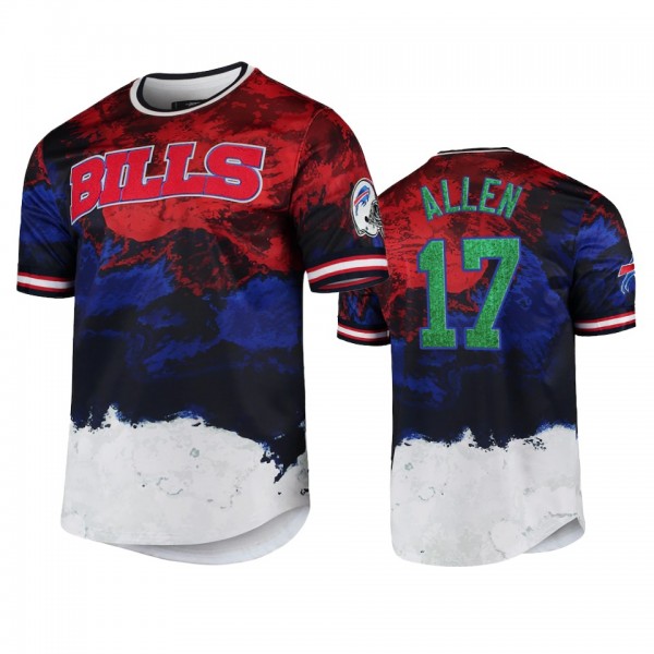 Buffalo Bills Josh Allen Navy Red Americana Dip-Dye T-Shirt