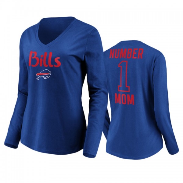 Women's Buffalo Bills Royal Mother's Day #1 Mom Long Sleeve T-Shirt