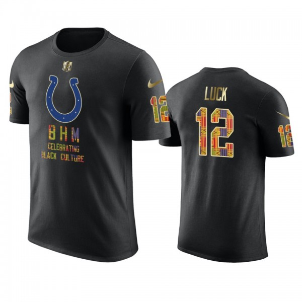 Colts #12 Andrew Luck Black Black History Month T-...