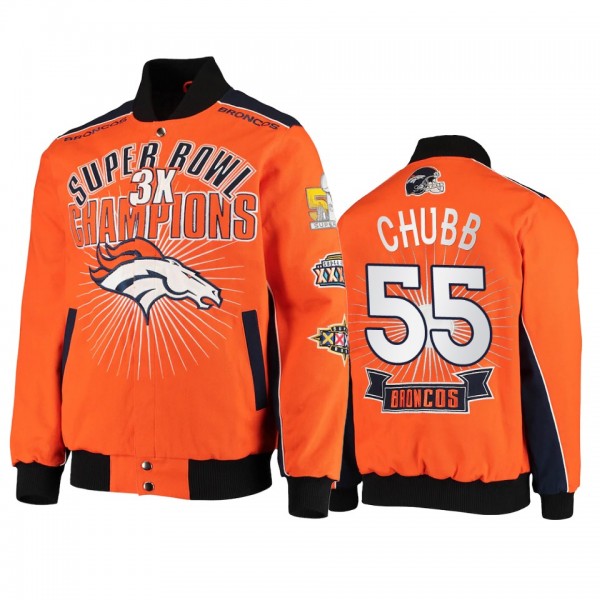 Denver Broncos Bradley Chubb Orange Super Bowl Champions Extreme Triumph Commemorative Full-Snap Jacket