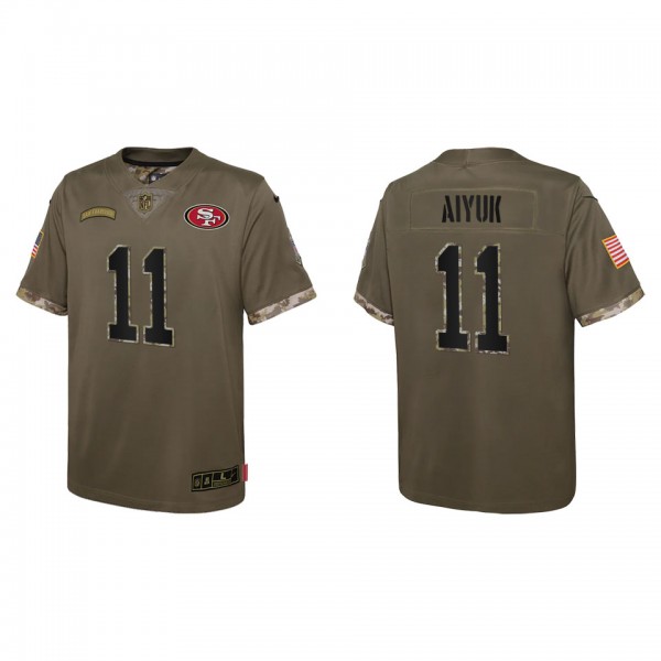 Brandon Aiyuk Youth San Francisco 49ers Olive 2022 Salute To Service Limited Jersey