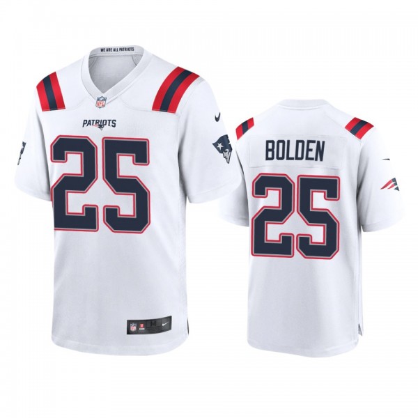 New England Patriots Brandon Bolden White Game Jer...
