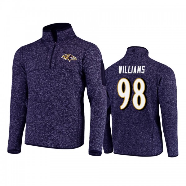 Baltimore Ravens Brandon Williams Heather Purple Fortune Quarter-Zip Pullover Jacket