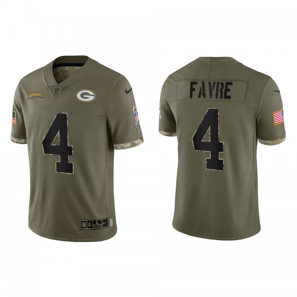 Brett Favre Green Bay Packers Olive 2022 Salute To Service Limited Jersey