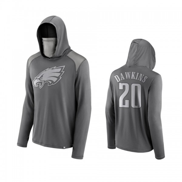 Brian Dawkins Philadelphia Eagles Gray Rally On Transitional Face Covering Pullover Hoodie