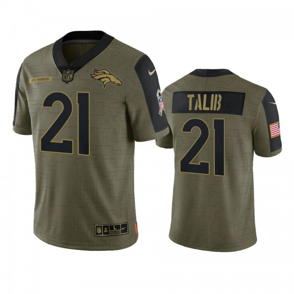 Denver Broncos Aqib Talib Olive 2021 Salute To Ser...