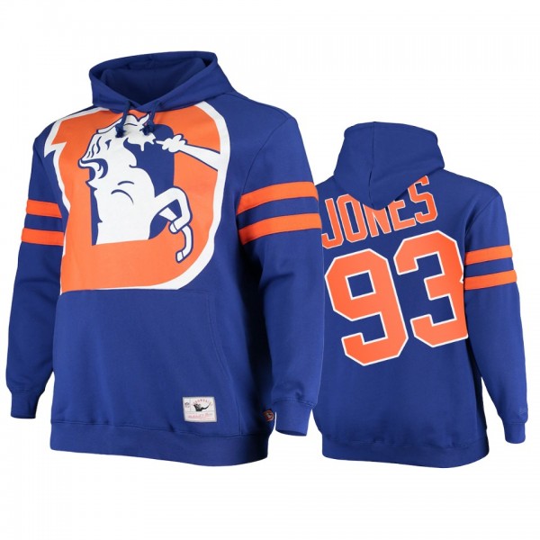 Denver Broncos Dre'mont Jones Royal Big Face Historic Logo Fleece Pullover Hoodie