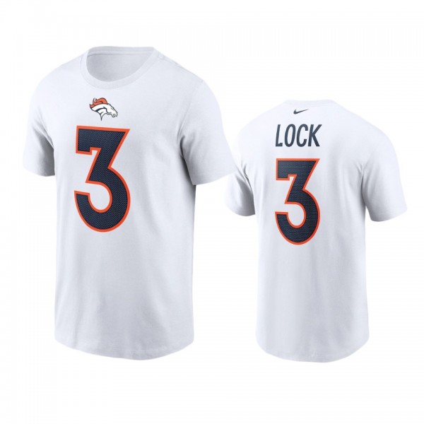 Men's Denver Broncos Drew Lock White Name & Nu...