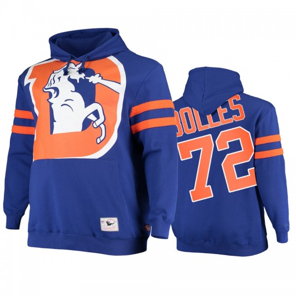 Denver Broncos Garett Bolles Royal Big Face Historic Logo Fleece Pullover Hoodie