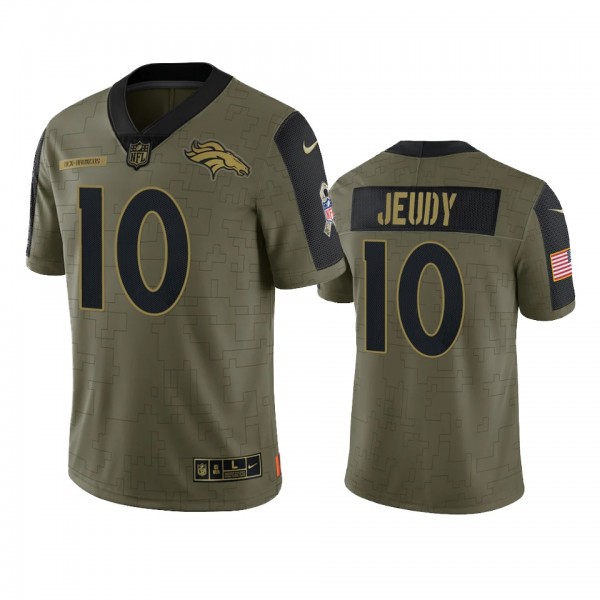 Denver Broncos Jerry Jeudy Olive 2021 Salute To Service Limited Jersey