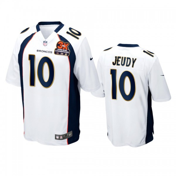 Denver Broncos Jerry Jeudy White 3X Super Bowl Cha...