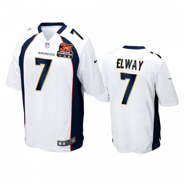 Denver Broncos John Elway White 3X Super Bowl Cham...