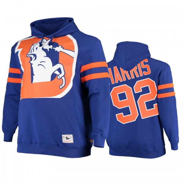 Denver Broncos Jonathan Harris Royal Big Face Historic Logo Fleece Pullover Hoodie