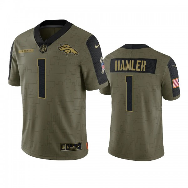 Denver Broncos K.J. Hamler Olive 2021 Salute To Se...