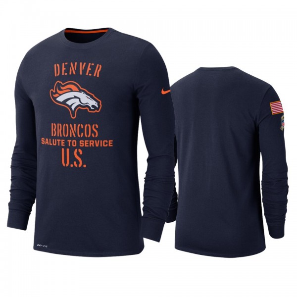 Denver Broncos Navy 2019 Salute to Service Sideline Long Sleeve T-Shirt