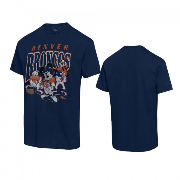 Denver Broncos Navy Disney Mickey Huddle T-Shirt