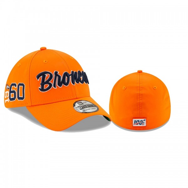 Denver Broncos Orange 2019 NFL Sideline Home 1960s 39THIRTY Flex Hat