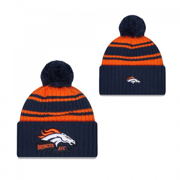 Men's Denver Broncos Orange 2022 Sideline Cuffed Pom Knit Hat