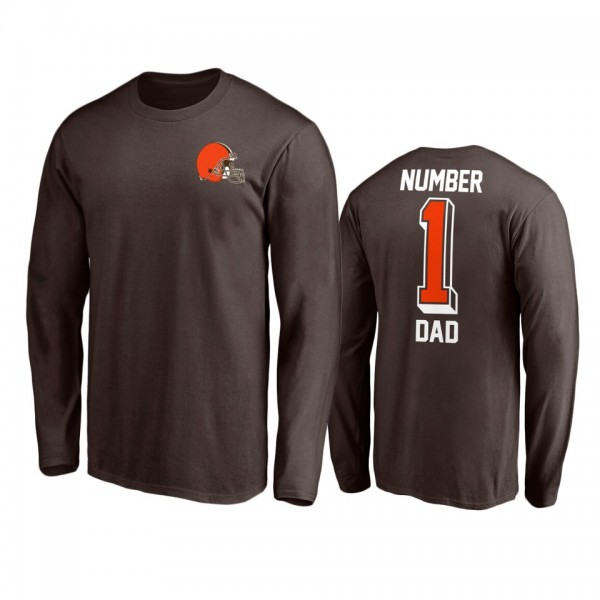 Cleveland Browns Brown Long Sleeve #1 Dad T-Shirt