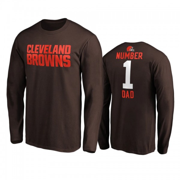 Cleveland Browns Brown #1 Dad Long Sleeve T-Shirt