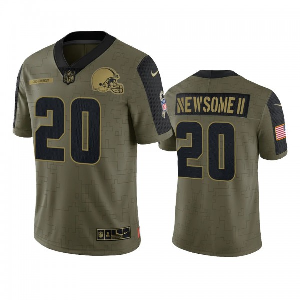 Cleveland Browns Greg Newsome II Olive 2021 Salute...