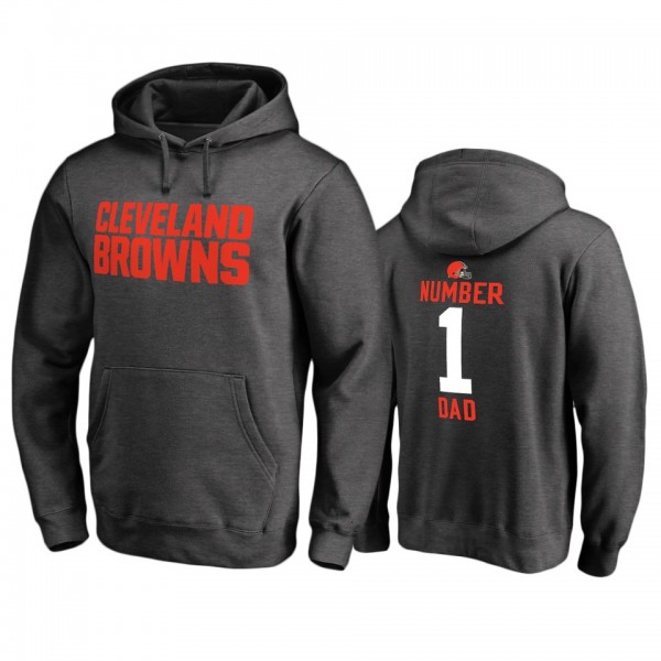 Cleveland Browns Heather Gray Number 1 Dad Father's Day Pullover Hoodie