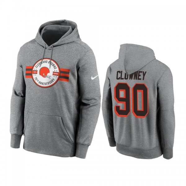 Cleveland Browns Jadeveon Clowney Heather Gray 75th Anniversary Pullover Hoodie