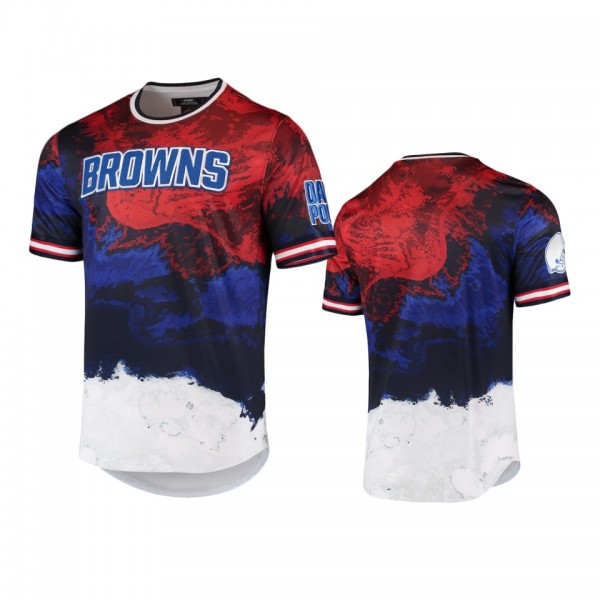 Cleveland Browns Navy Red Americana Dip-Dye T-Shir...