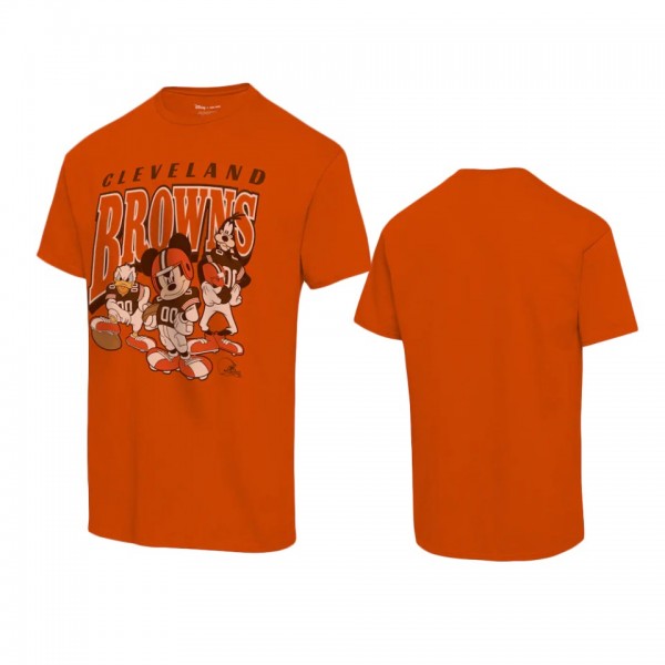 Cleveland Browns Orange Disney Mickey Huddle T-Shirt