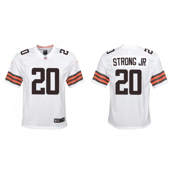 Youth Cleveland Browns Pierre Strong Jr. White Gam...