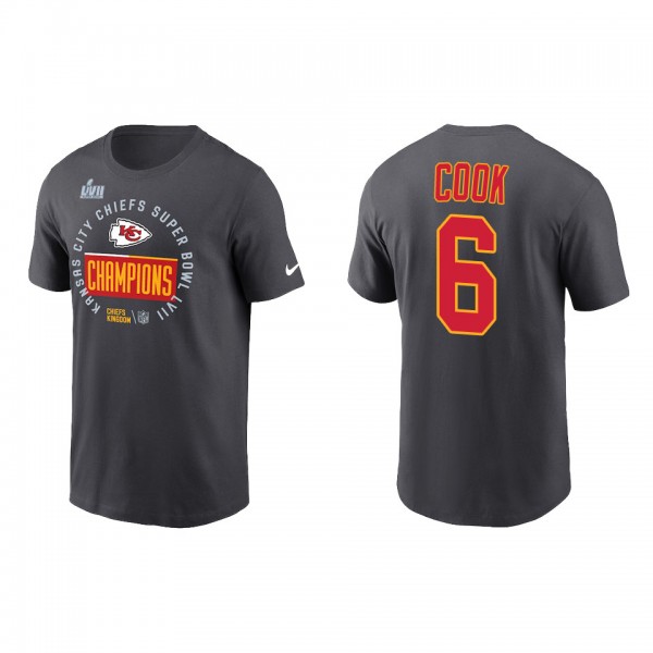 Bryan Cook Kansas City Chiefs Anthracite Super Bowl LVII Champions Locker Room Trophy Collection T-Shirt