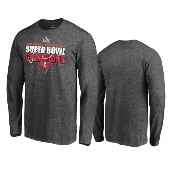 Tampa Bay Buccaneers Charcoal Super Bowl LV Champions Hometown Beads Long Sleeve T-Shirt