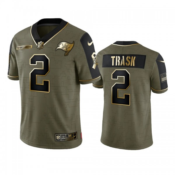 Tampa Bay Buccaneers Kyle Trask Olive Gold 2021 Salute To Service Limited Jersey