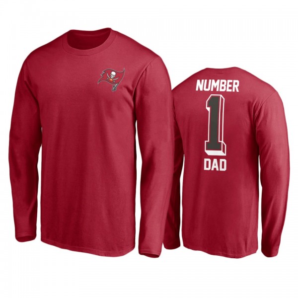 Tampa Bay Buccaneers Red Long Sleeve #1 Dad T-Shir...