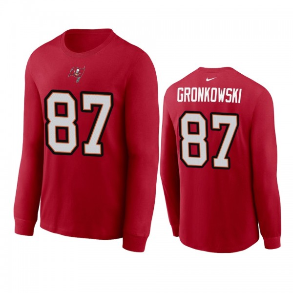 Tampa Bay Buccaneers Rob Gronkowski Red Name Number Long Sleeve T-Shirt