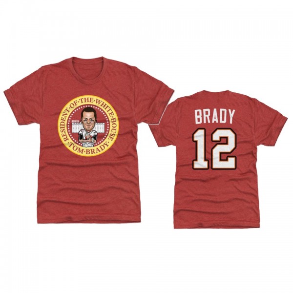 Men's Tampa Bay Buccaneers Tom Brady Tri Red Resident Of The White House T-Shirt