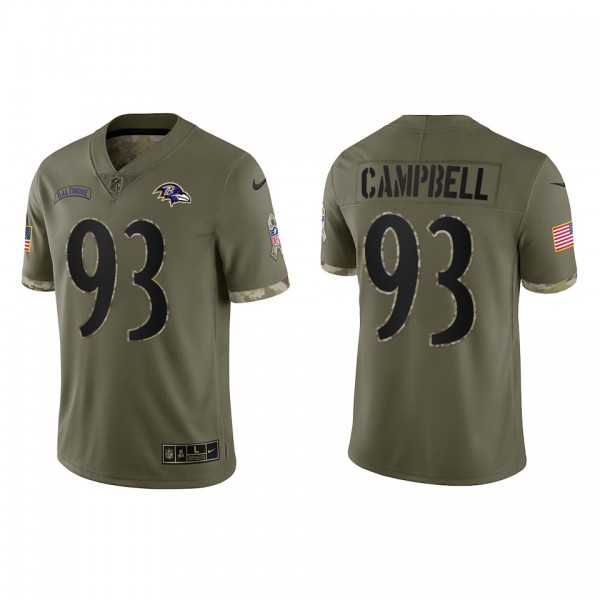 Calais Campbell Baltimore Ravens Olive 2022 Salute To Service Limited Jersey