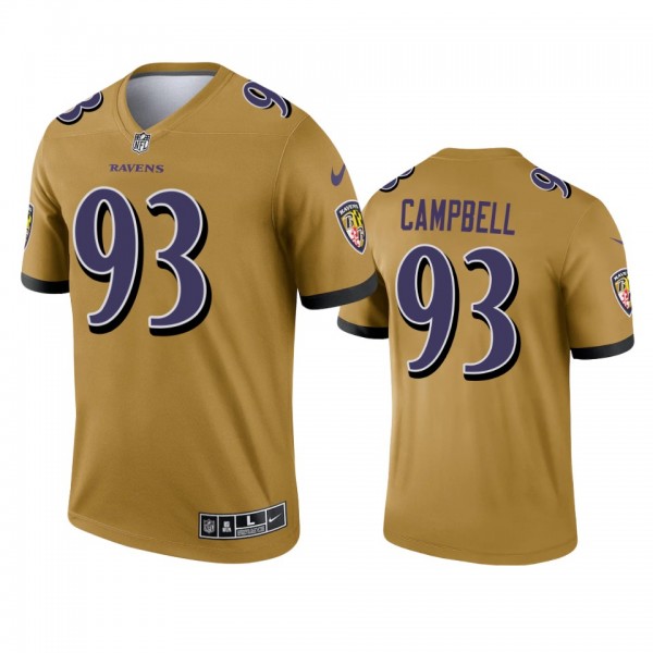 Baltimore Ravens Calais Campbell Gold 2021 Inverte...