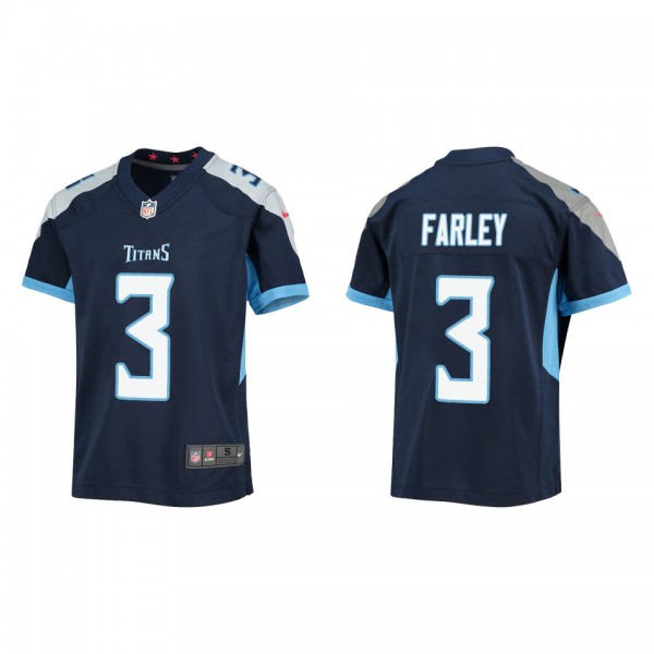 Youth Caleb Farley Tennessee Titans Navy Game Jersey