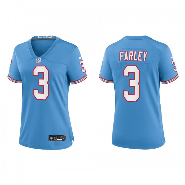 Caleb Farley Women Tennessee Titans Light Blue Oilers Throwback Alternate Game Jersey