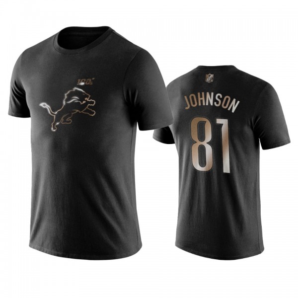 Calvin Johnson Detroit Lions Black Golden 100th Season Name & Number T-Shirt