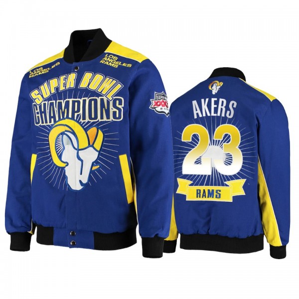 Los Angeles Rams Cam Akers Royal Super Bowl Champions Extreme Triumph Commemorative Full-Snap Jacket