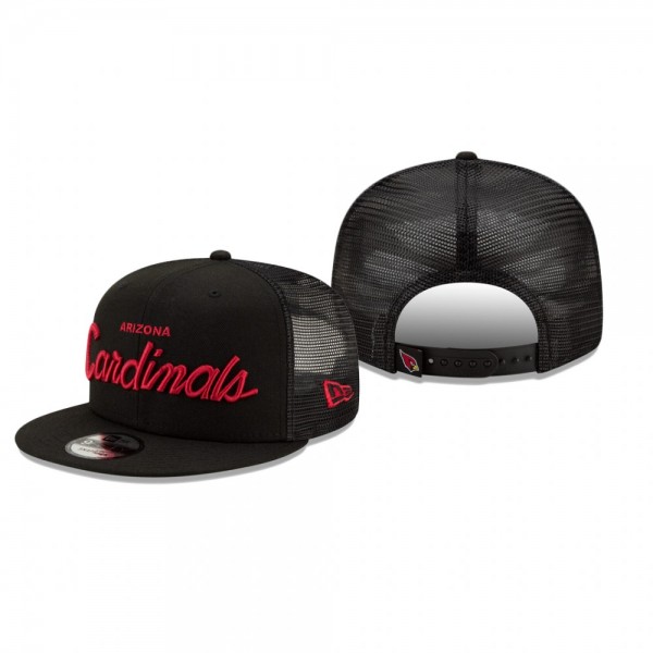 Arizona Cardinals Black Script Trucker 9FIFTY Snapback Hat