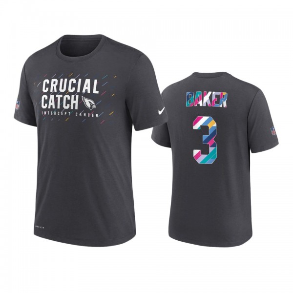 Arizona Cardinals Budda Baker Charcoal 2021 NFL Crucial Catch T-Shirt